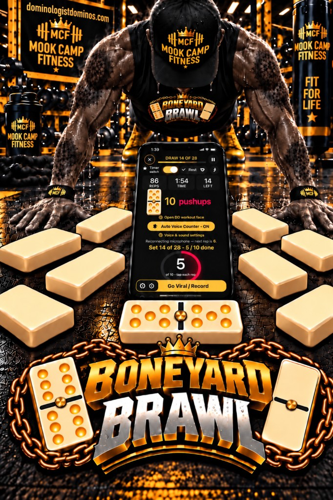 Boneyard Brawl poster. Draw a bone and do the reps.